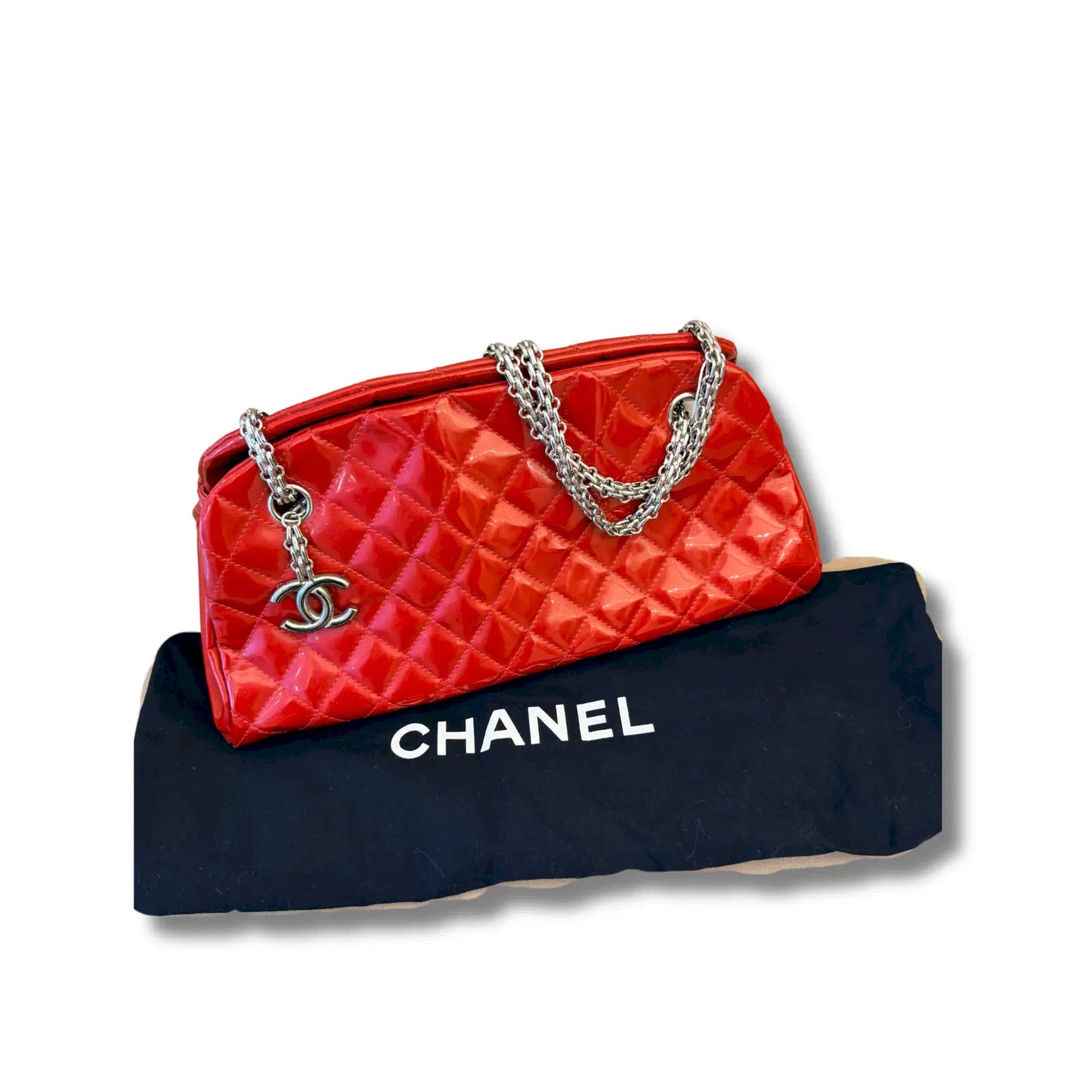 CHANEL RED MADEMOISELLE BOWLING BAG