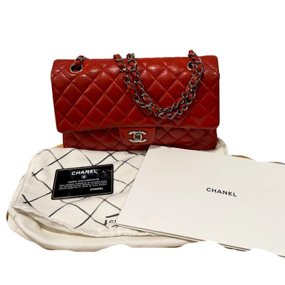 CHANEL RED MEDIUM CLASSIC FLAP BAG