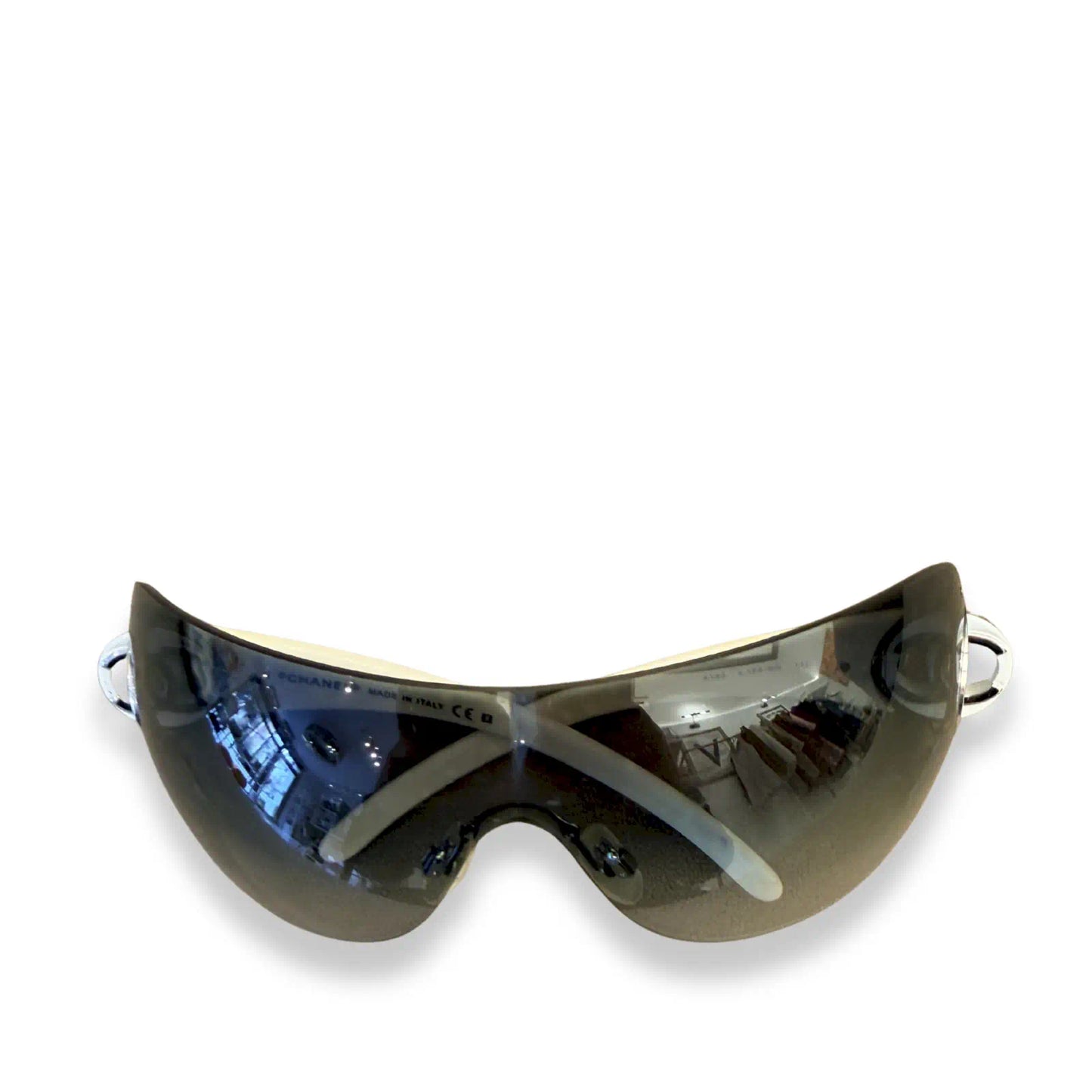 CHANEL VINTAGE WHITE CC LOGO SUNGLASSES