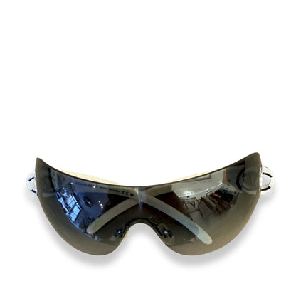 CHANEL VINTAGE WHITE CC LOGO SUNGLASSES