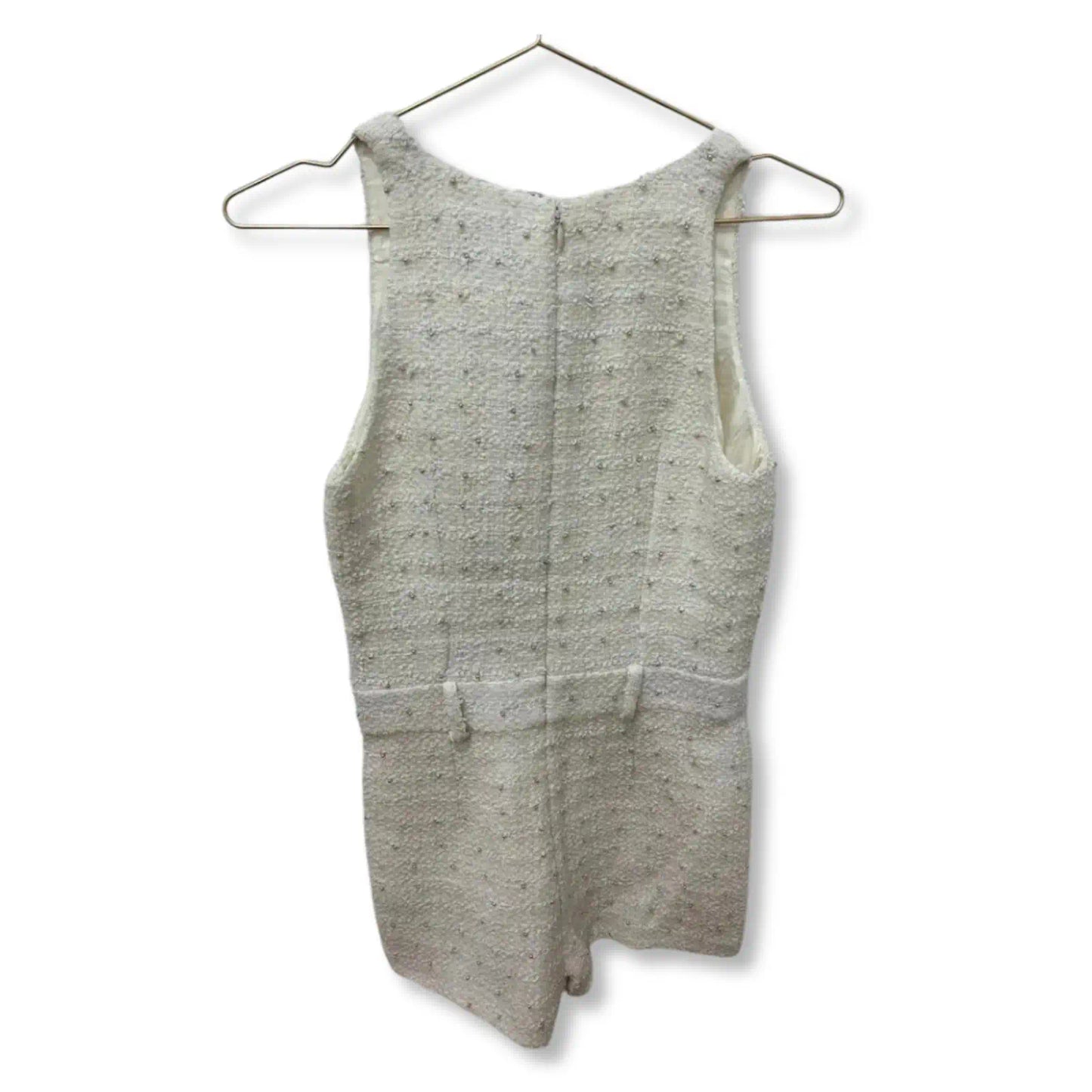 CHANEL WHITE TWEED PEARLS JUMPSUIT