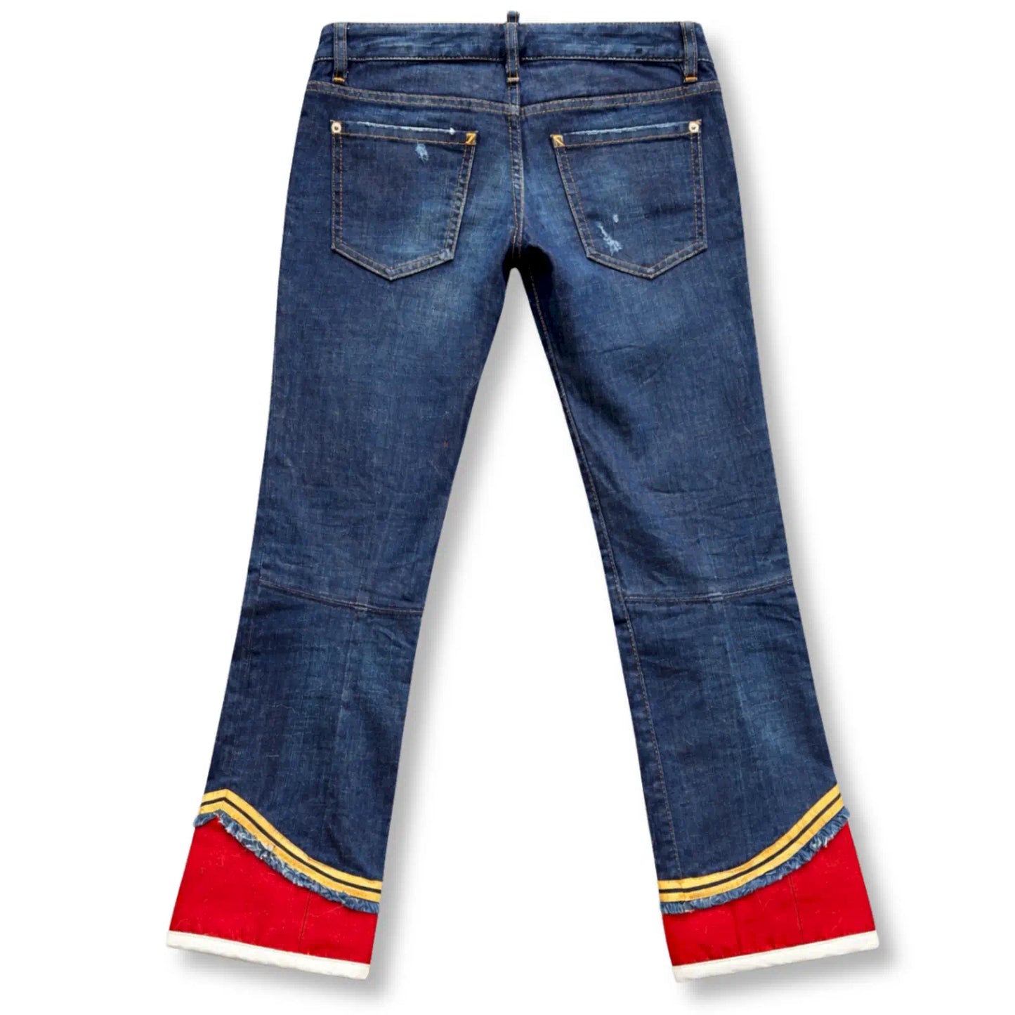 DSQUARED2 BLUE DENIM FLARED JEANS WITH CONTRAST HEM
