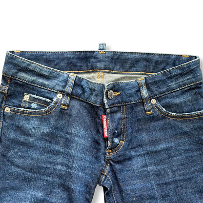 DSQUARED2 BLUE DENIM FLARED JEANS WITH CONTRAST HEM