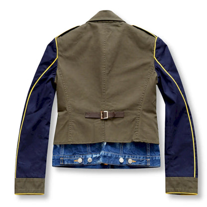 DSQUARED2 KHAKI & NAVY MILITARY STYLE CROPPED JACKET