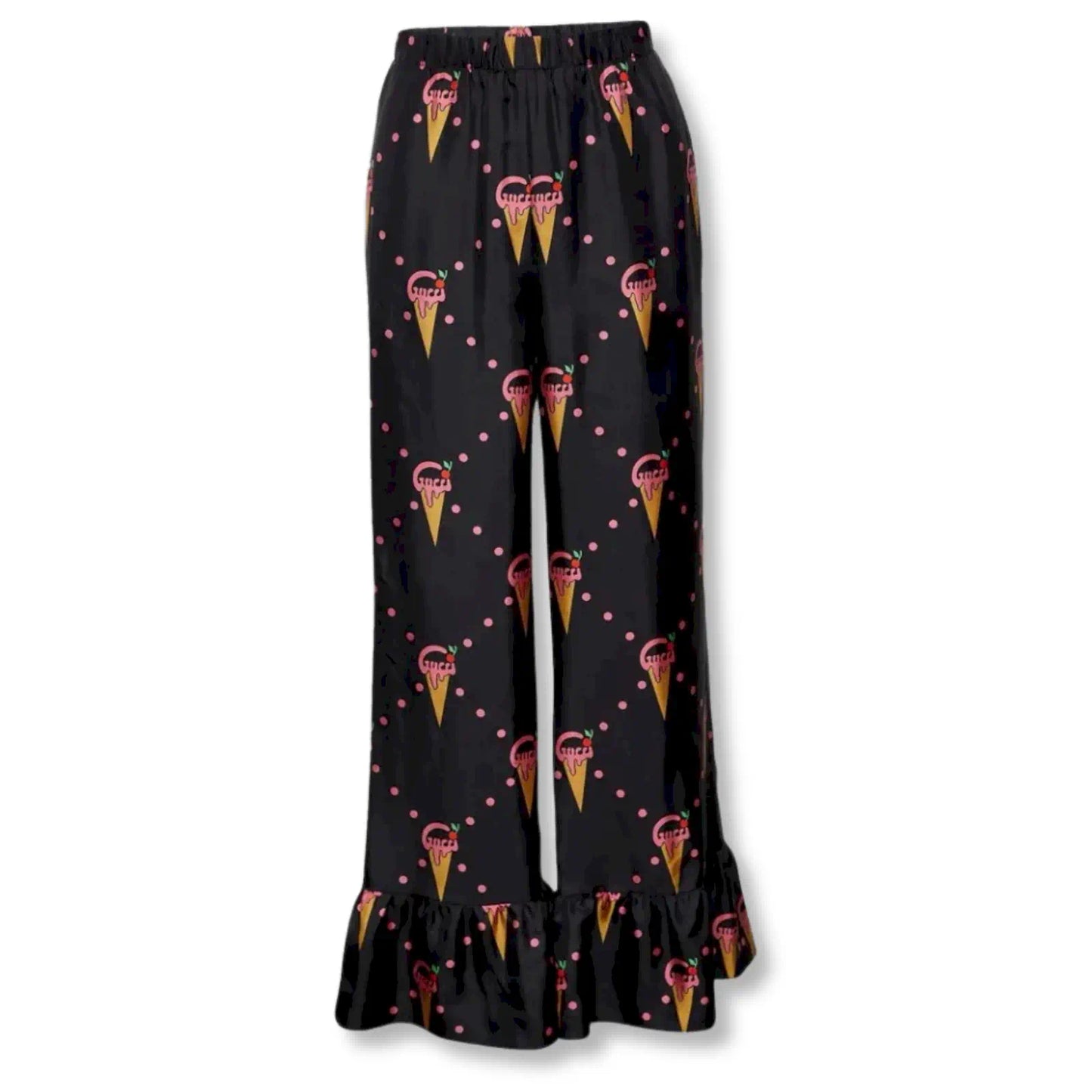 GUCCI ICE CREAM PRINT SILK TROUSERS