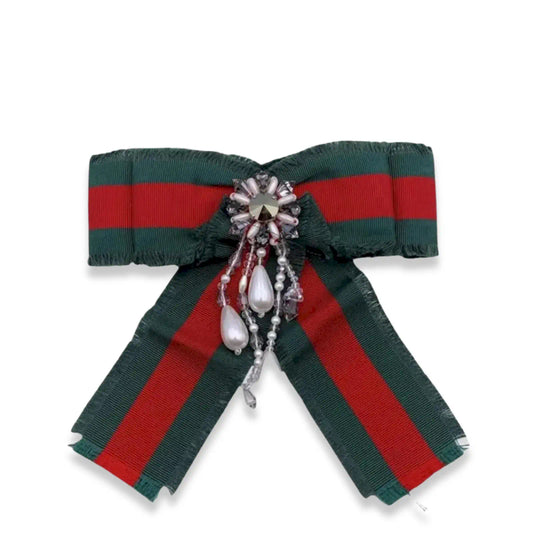 GUCCI LACE BROOCH CRYSTALS AND PEARLS