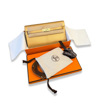 HERMÈS KELLY TO GO DORÉE PERMABRASS