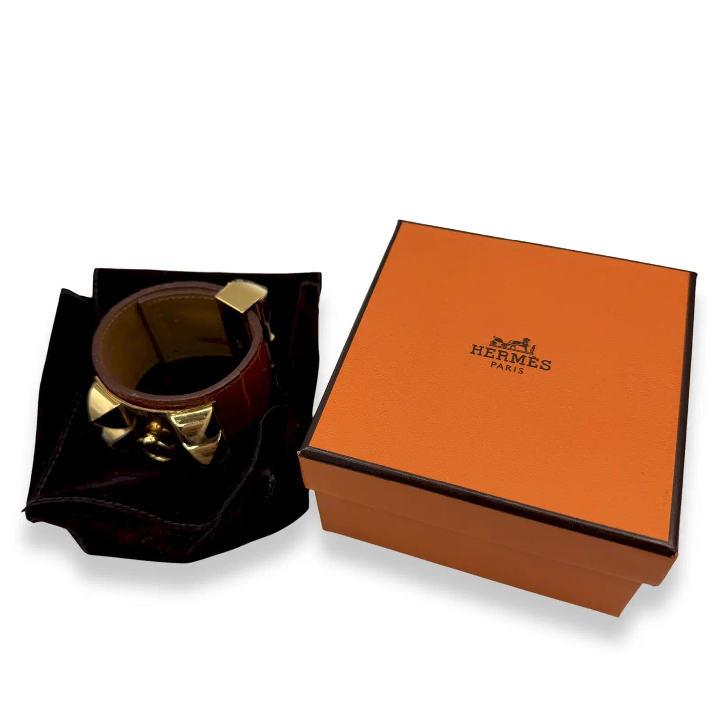 HERMÈS SANGUINE ALLIGATOR COLLIER DE CHIEN BRACELET