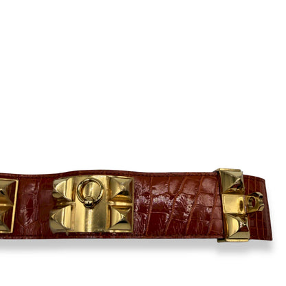 HERMÈS SANGUINE ALLIGATOR COLLIER DE CHIEN BRACELET