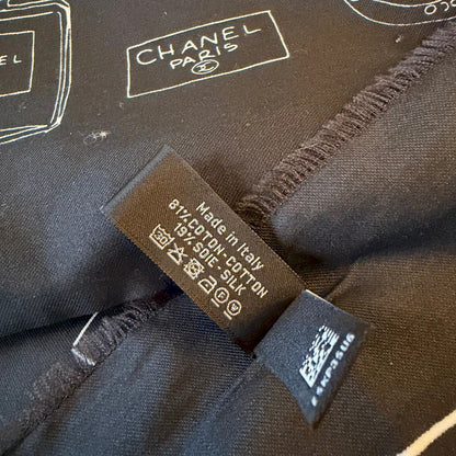 CHANEL BLACK ICONIC OBJECTS SILK PAREO