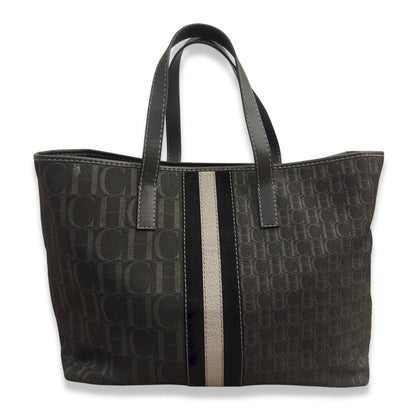 CAROLINA HERRERA MONOGRAM BLACK CANVAS TOTE BAG