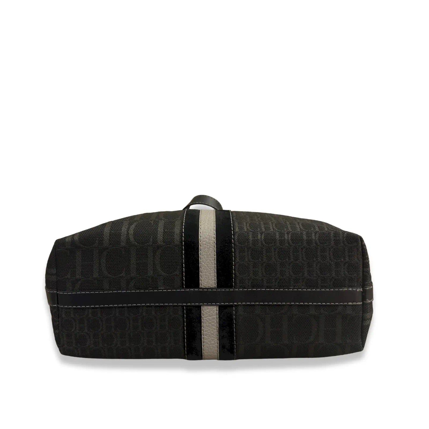 CAROLINA HERRERA MONOGRAM BLACK CANVAS TOTE BAG
