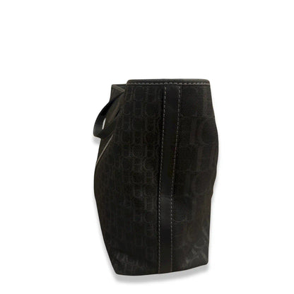 CAROLINA HERRERA MONOGRAM BLACK CANVAS TOTE BAG