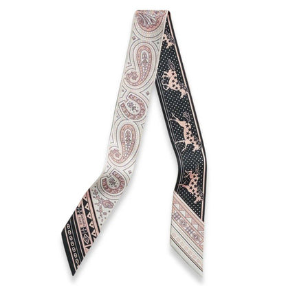 HERMÈS NOIR BLANC VIEUX ROSE CHEVAL DE CŒUR TWILLY