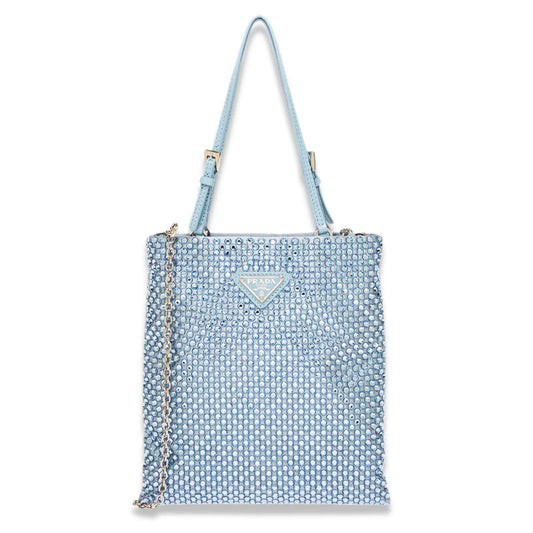PRADA CELESTE CRYSTAL EMBELLISHED SATIN BAG