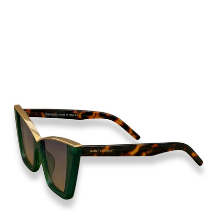 SAINT LAURENT GREEN TORTOISESHELL SUNGLASSES
