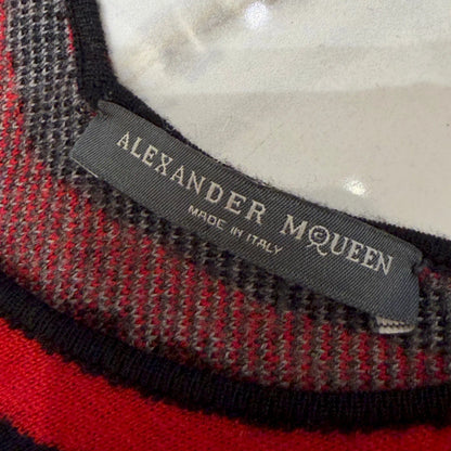 ALEXANDER MCQUEEN BLACK RED & GREY WOOL KNIT DRESS