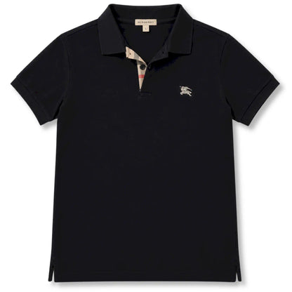 BURBERRY BLACK CHECK COLLAR POLO SHIRT