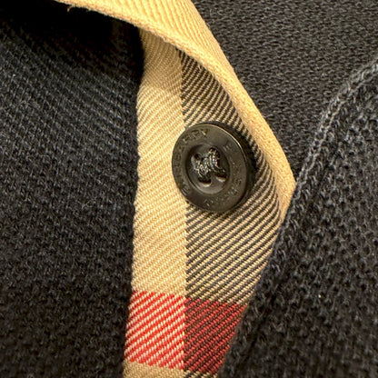 BURBERRY BLACK CHECK COLLAR POLO SHIRT