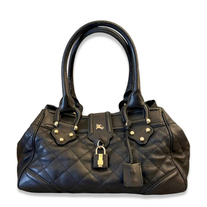 BURBERRY BLACK QUILTED MANOR BAG