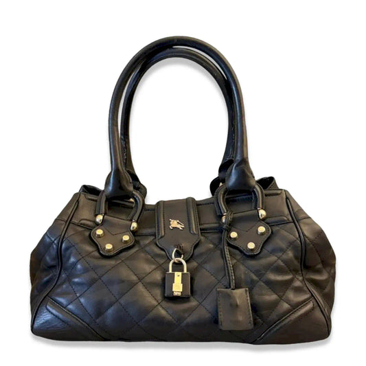 BURBERRY BLACK QUILTED MANOR BAG