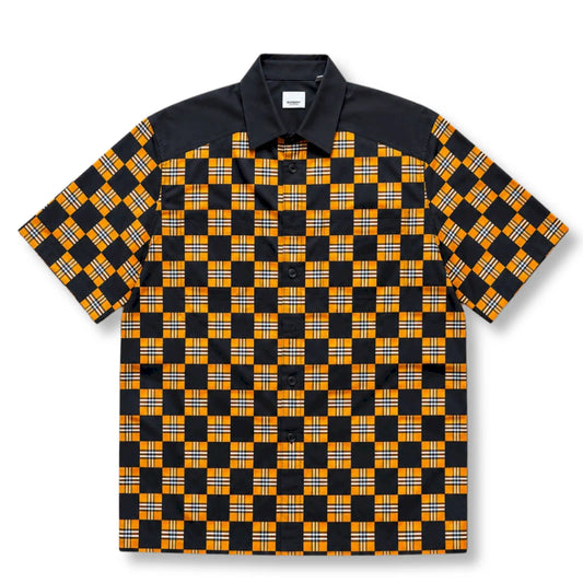 BURBERRY ORANGE AND BLACK CHECK SHORT SLEEVE SHIRT