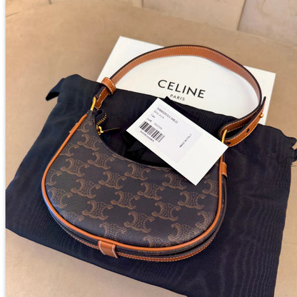 CELINE BROWN TRIOMPHE CANVAS MINI AVA BAG