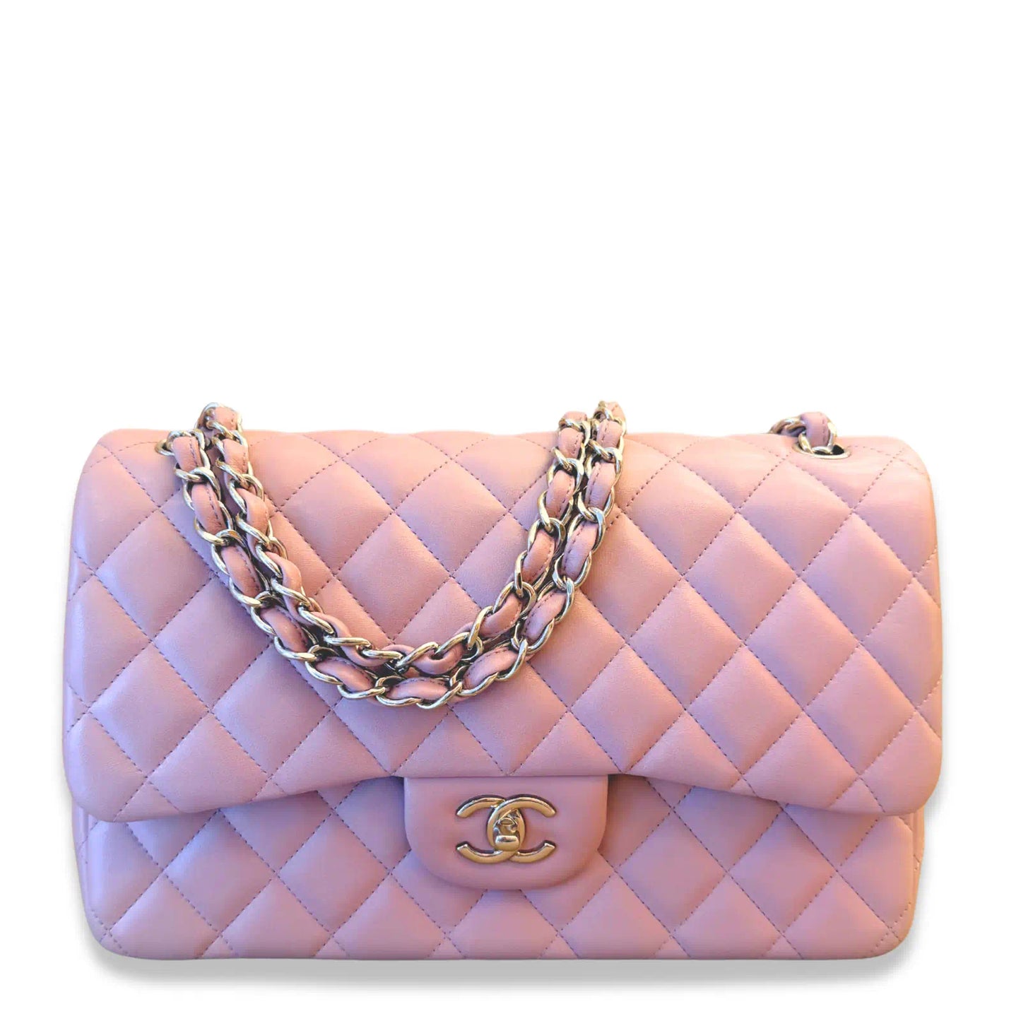 CHANEL PINK QUILTED JUMBO CLASSIC FLAP BAG