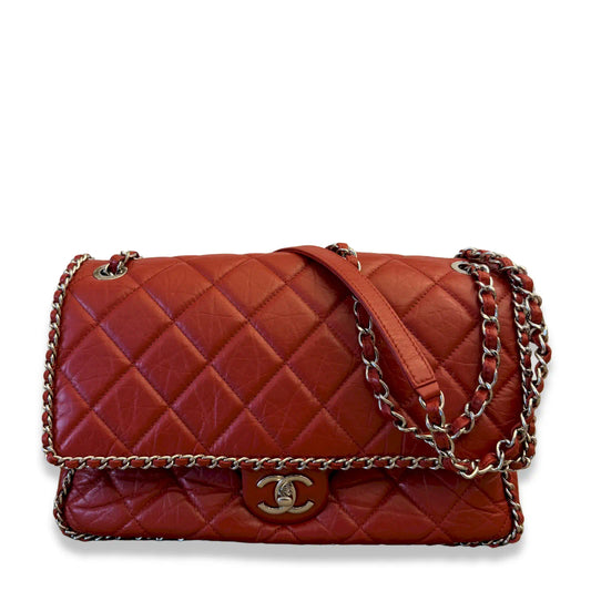 CHANEL RED QUILTED LEATHER FLAP BAG