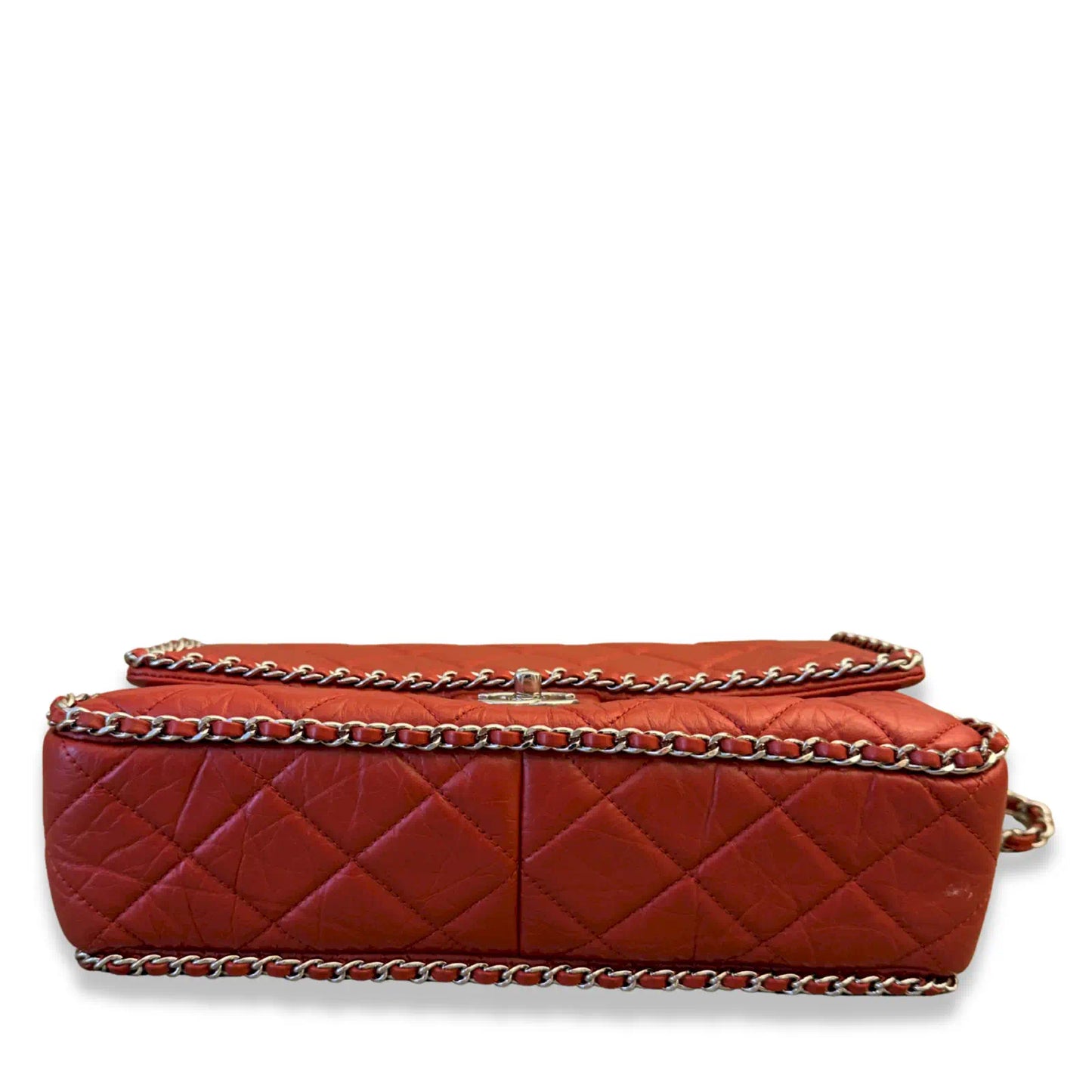 CHANEL RED QUILTED LEATHER FLAP BAG