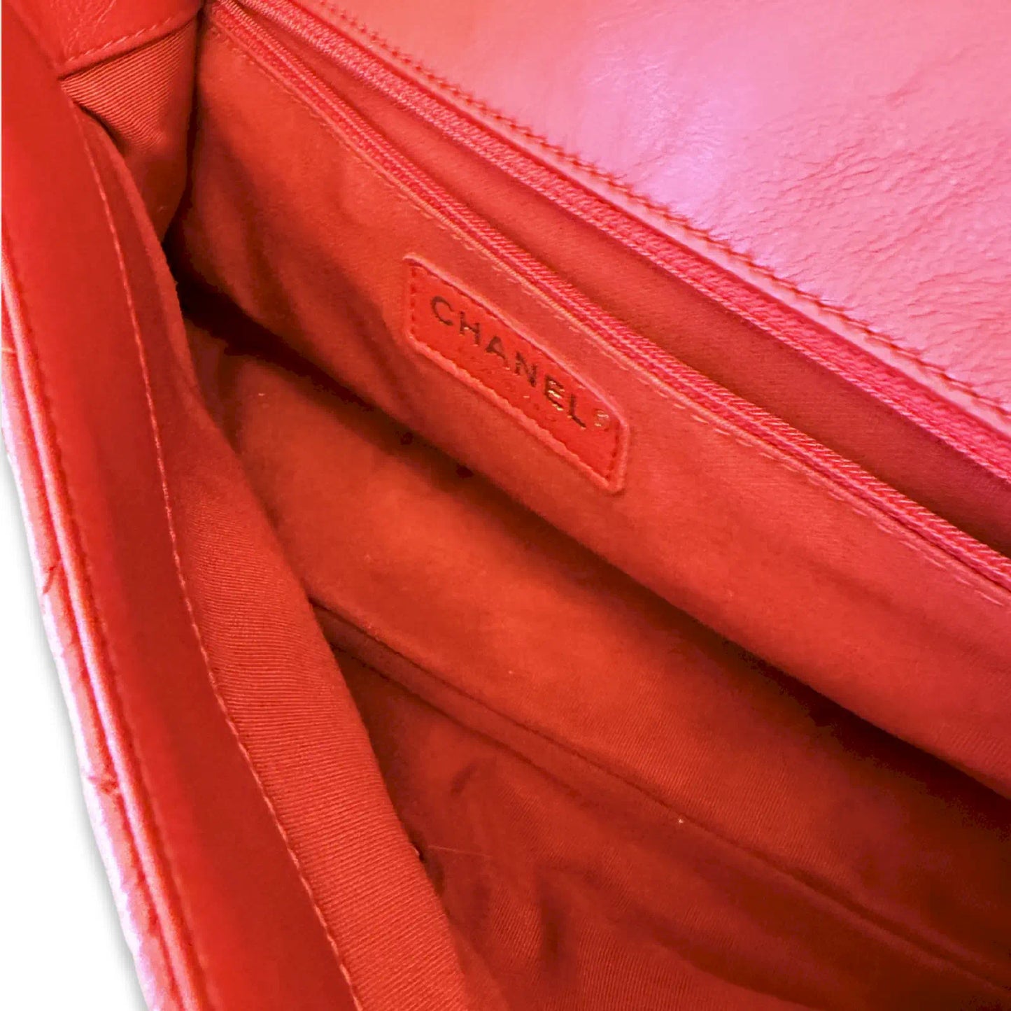 CHANEL RED QUILTED LEATHER FLAP BAG