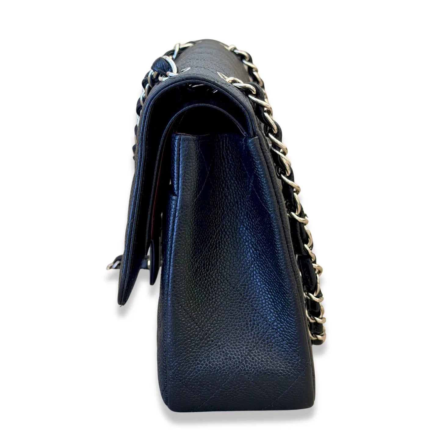 CHANEL BLACK CAVIAR JUMBO CLASSIC DOUBLE FLAP BAG