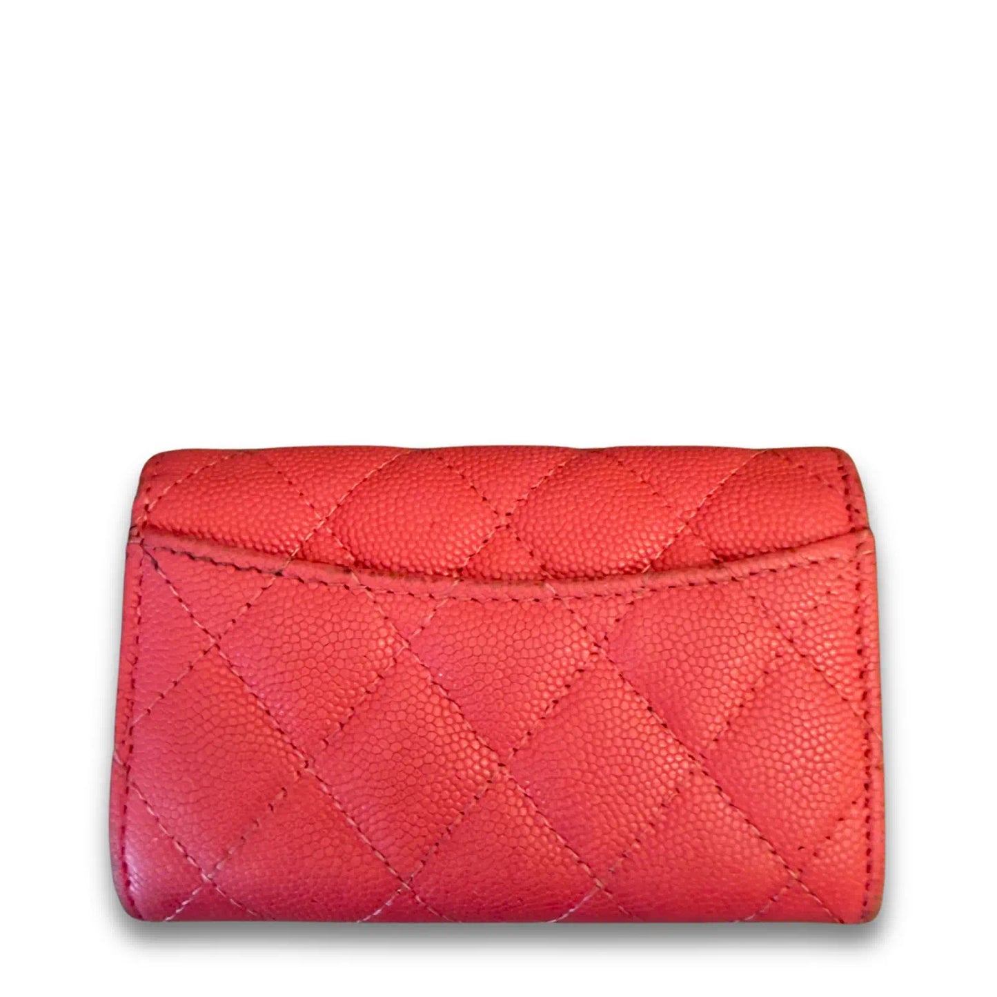 CHANEL CORAL PINK CAVIAR CLASSIC SMALL FLAP WALLET