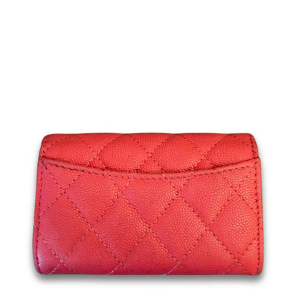 CHANEL CORAL PINK CAVIAR CLASSIC SMALL FLAP WALLET