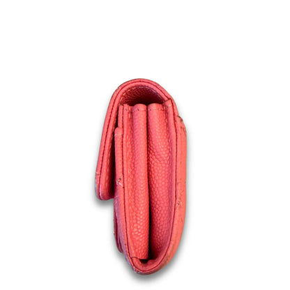 CHANEL CORAL PINK CAVIAR CLASSIC SMALL FLAP WALLET