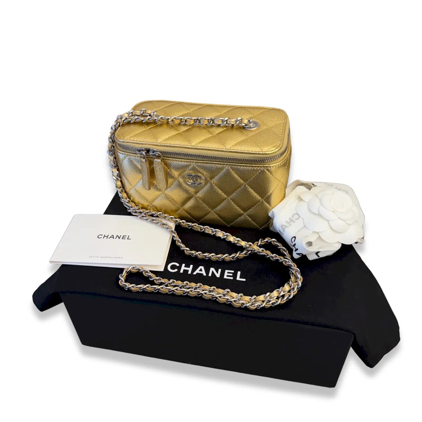 CHANEL GOLD CHAIN VANITY BAG