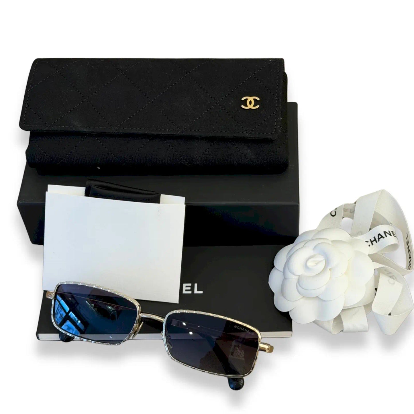 CHANEL GOLD RECTANGLE SUNGLASSES