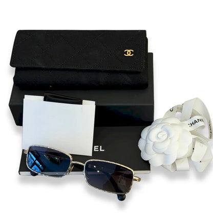 CHANEL GOLD RECTANGLE SUNGLASSES