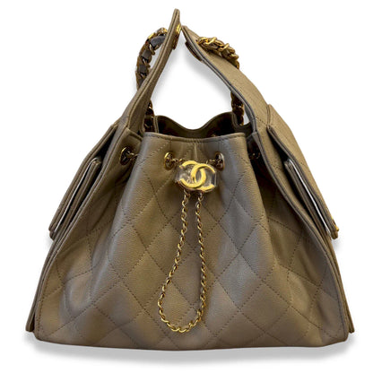 CHANEL LIGHT GREY CAVIAR SMALL 25 BAG
