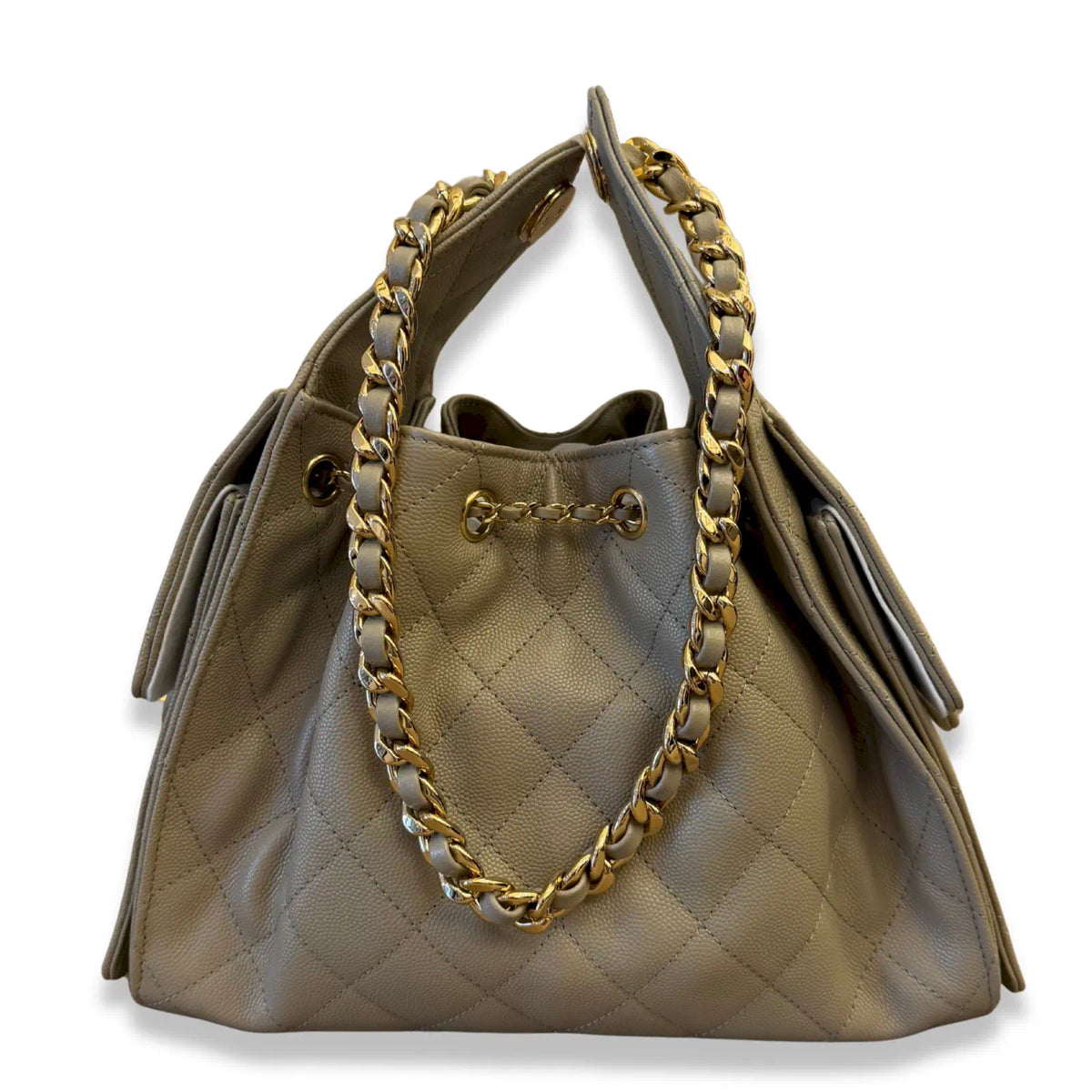 CHANEL LIGHT GREY CAVIAR SMALL 25 BAG
