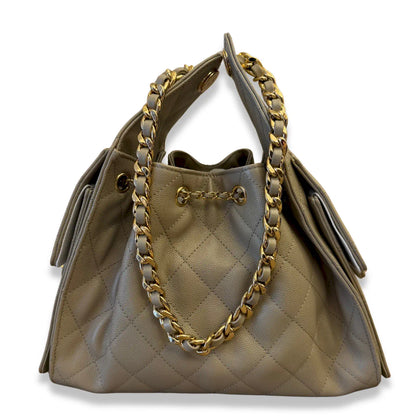 CHANEL LIGHT GREY CAVIAR SMALL 25 BAG