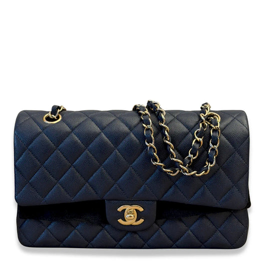 CHANEL NAVY BLUE CAVIAR CLASSIC FLAP MEDIUM BAG