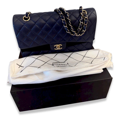 CHANEL NAVY BLUE CAVIAR CLASSIC FLAP MEDIUM BAG