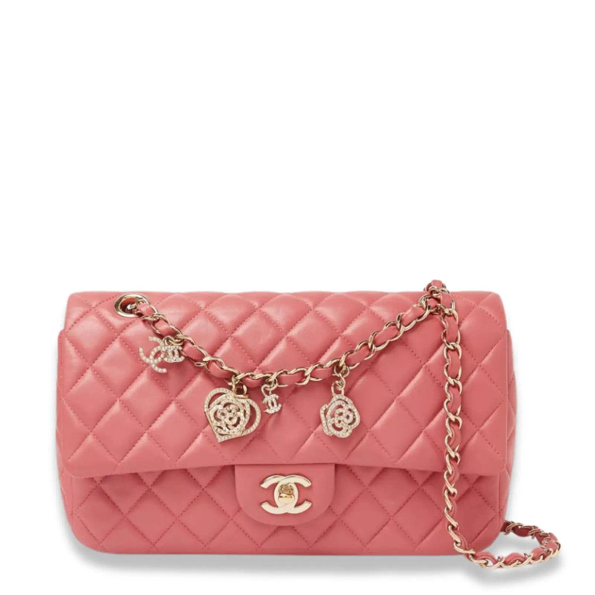 CHANEL PINK VALENTINE CHARM MEDIUM FLAP BAG