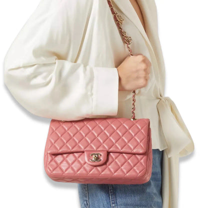 CHANEL PINK VALENTINE CHARM MEDIUM FLAP BAG