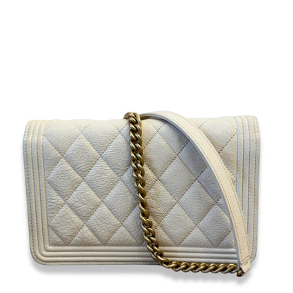 CHANEL WHITE BOY WALLET ON CHAIN BAG