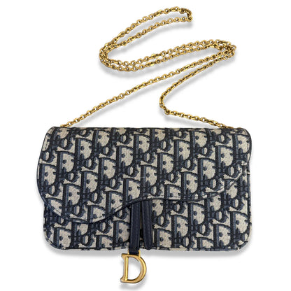 DIOR BLUE OBLIQUE CHAIN BAG