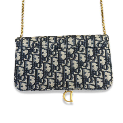 DIOR BLUE OBLIQUE CHAIN BAG