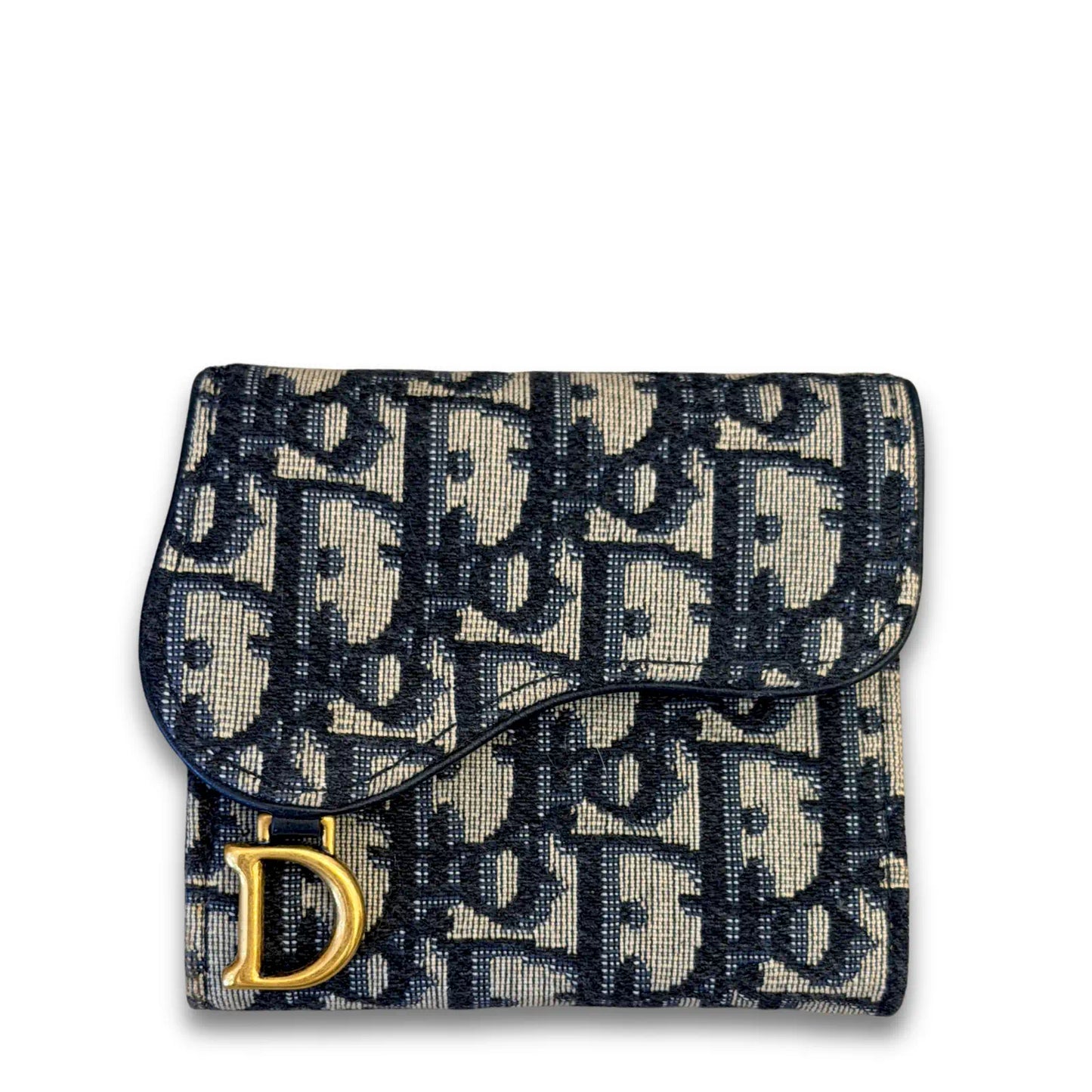 DIOR BLUE OBLIQUE SADDLE LOTUS WALLET