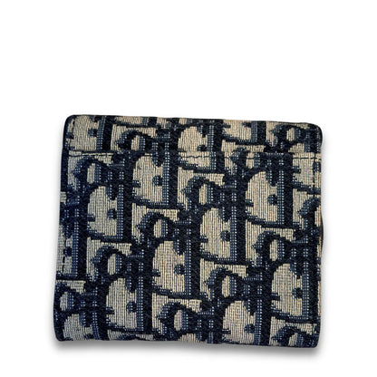 DIOR BLUE OBLIQUE SADDLE LOTUS WALLET